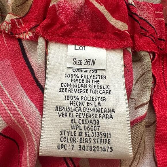 Vintage KATHIE LEE WOMAN Skirt 26W Red Abstract Floral Maxi Deadstock Retro - Picture 8 of 11